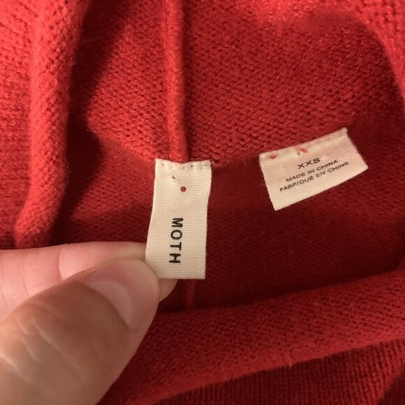 Anthropologie Moth Women's Sweater XXS Cozy Red Knit Pullover - Picture 4 of 6